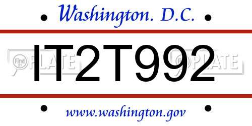 IT2T992 District Of Columbia License Plate