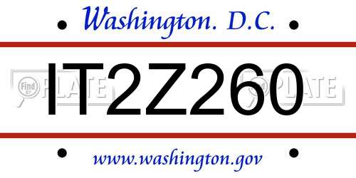 IT2Z260 District Of Columbia License Plate