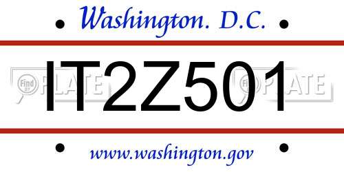IT2Z501 District Of Columbia License Plate