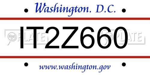 IT2Z660 District Of Columbia License Plate