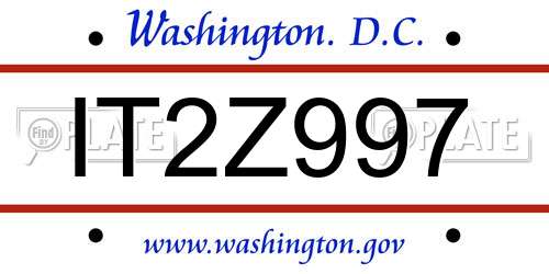 IT2Z997 District Of Columbia License Plate