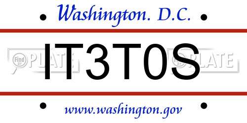 IT3T0S District Of Columbia License Plate