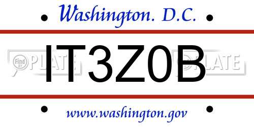 IT3Z0B District Of Columbia License Plate