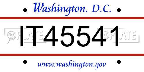 IT45541 District Of Columbia License Plate