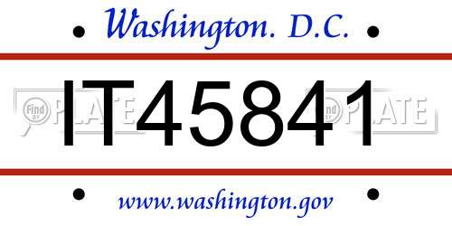 IT45841 District Of Columbia License Plate