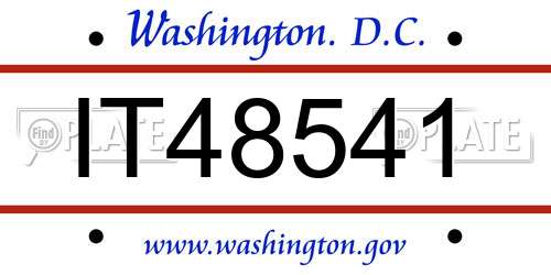 IT48541 District Of Columbia License Plate