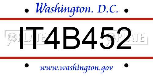 IT4B452 District Of Columbia License Plate