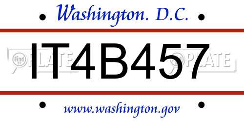 IT4B457 District Of Columbia License Plate