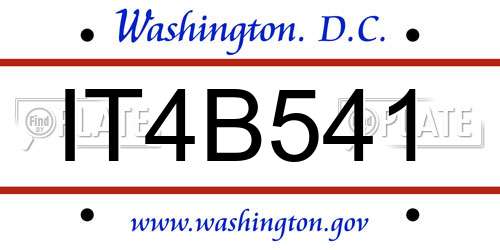 IT4B541 District Of Columbia License Plate