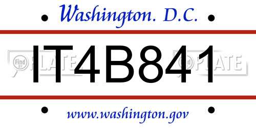 IT4B841 District Of Columbia License Plate