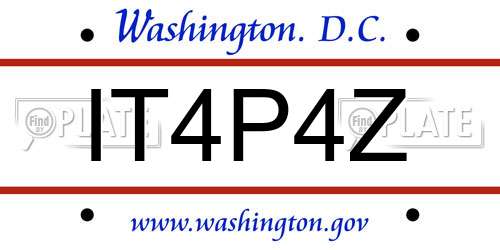 IT4P4Z District Of Columbia License Plate