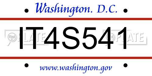 IT4S541 District Of Columbia License Plate