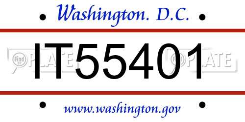 IT55401 District Of Columbia License Plate