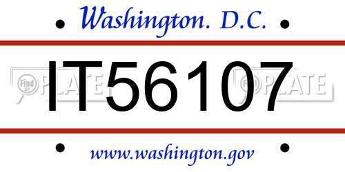 IT56107 District Of Columbia License Plate