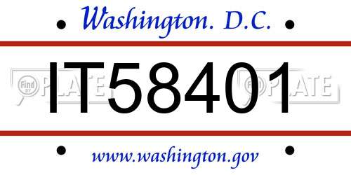 IT58401 District Of Columbia License Plate