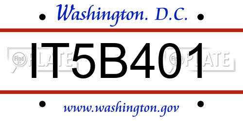 IT5B401 District Of Columbia License Plate
