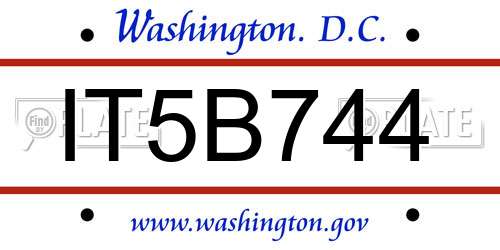 IT5B744 District Of Columbia License Plate