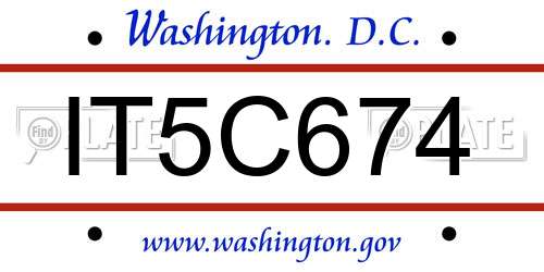 IT5C674 District Of Columbia License Plate