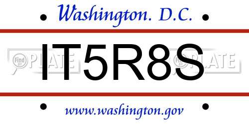 IT5R8S District Of Columbia License Plate