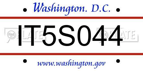 IT5S044 District Of Columbia License Plate