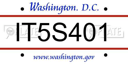 IT5S401 District Of Columbia License Plate