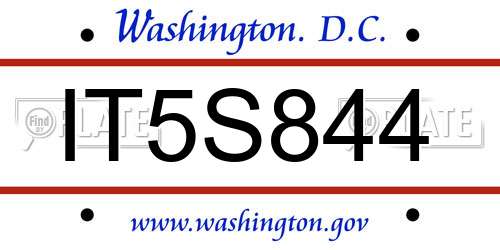 IT5S844 District Of Columbia License Plate