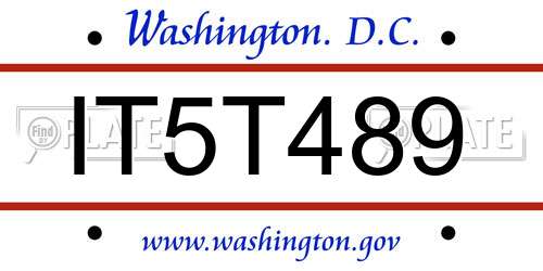 IT5T489 District Of Columbia License Plate