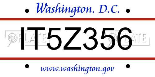 IT5Z356 District Of Columbia License Plate