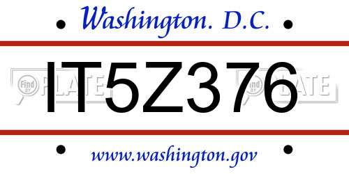IT5Z376 District Of Columbia License Plate