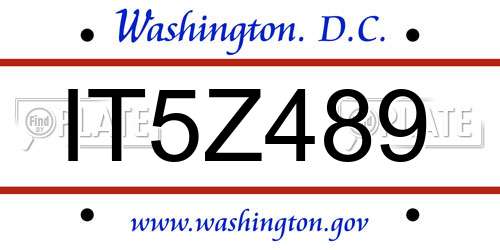 IT5Z489 District Of Columbia License Plate