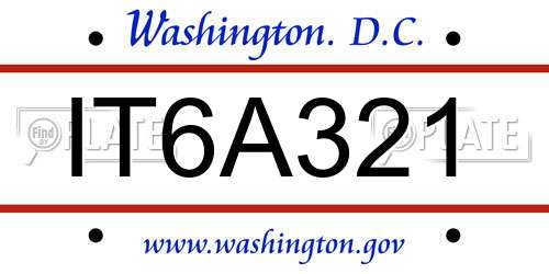 IT6A321 District Of Columbia License Plate
