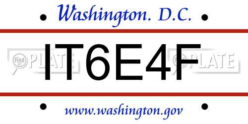 IT6E4F District Of Columbia License Plate