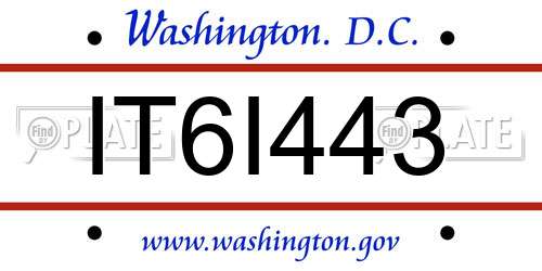 IT6I443 District Of Columbia License Plate