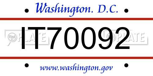 IT70092 District Of Columbia License Plate