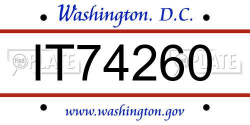 IT74260 District Of Columbia License Plate