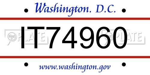 IT74960 District Of Columbia License Plate