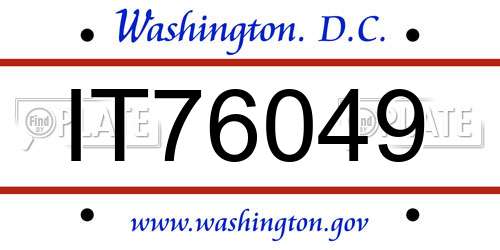 IT76049 District Of Columbia License Plate