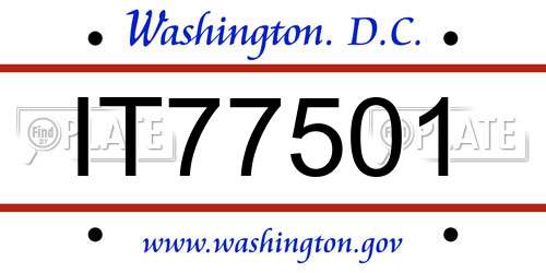 IT77501 District Of Columbia License Plate
