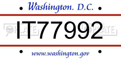 IT77992 District Of Columbia License Plate