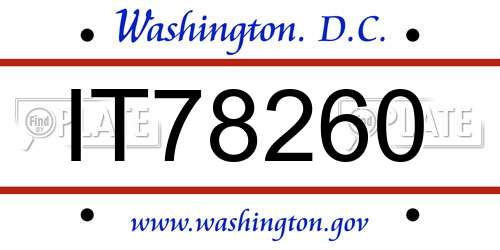 IT78260 District Of Columbia License Plate