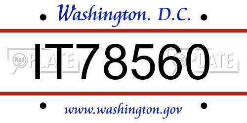 IT78560 District Of Columbia License Plate