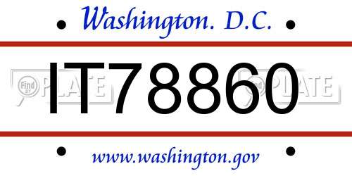 IT78860 District Of Columbia License Plate