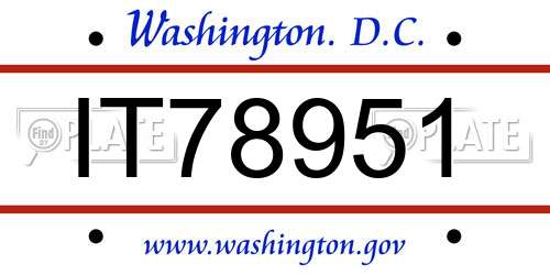 IT78951 District Of Columbia License Plate