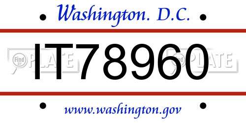 IT78960 District Of Columbia License Plate