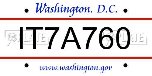 IT7A760 District Of Columbia License Plate