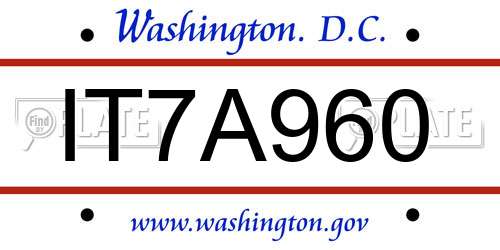 IT7A960 District Of Columbia License Plate
