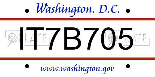 IT7B705 District Of Columbia License Plate