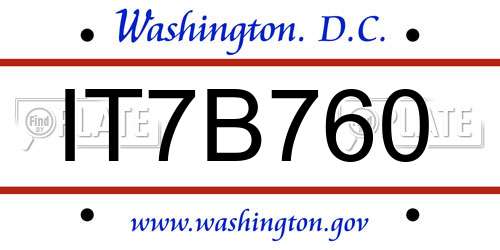 IT7B760 District Of Columbia License Plate