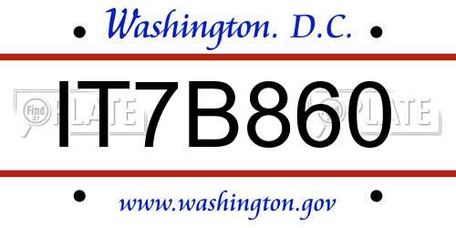 IT7B860 District Of Columbia License Plate