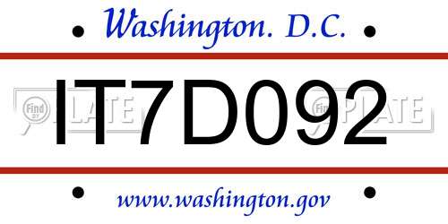 IT7D092 District Of Columbia License Plate